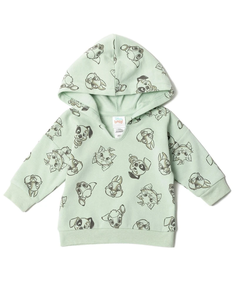 Bambi Baby Boys Fleece Pullover Hoodie, Bodysuit and Pants 3 Piece Outfit Set