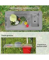 Outsunny Folding Fish Cleaning Table with Sink, Faucet, Sprayer,