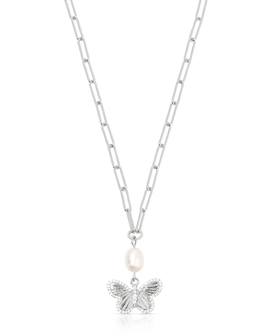 Ettika Butterfly Cultured Pearl Chain Necklaces
