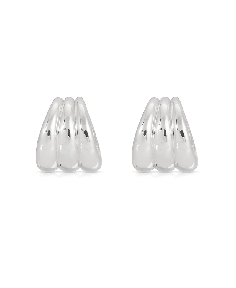 Ettika Triple Ribbed Hoops Earrings