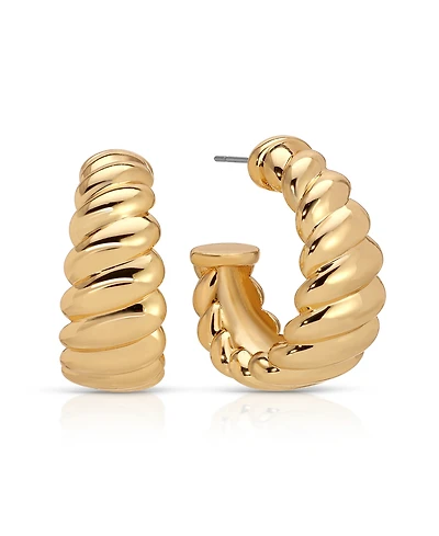 Ettika Modern Ribbed Hoops Earrings