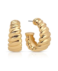 Ettika Modern Ribbed Hoops Earrings