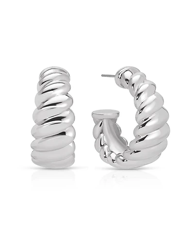 Ettika Modern Ribbed Hoops Earrings