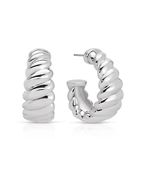 Ettika Modern Ribbed Hoops Earrings