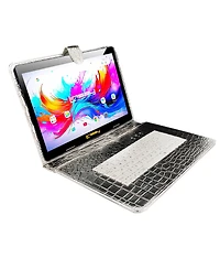 Linsay 10.1" Octa Core 256GB Storage Android 15 Tablet with Silver Keyboard