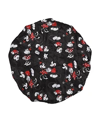 Disney Mickey & Minnie Mouse Women's All-Over Print Black Satin Bonnet