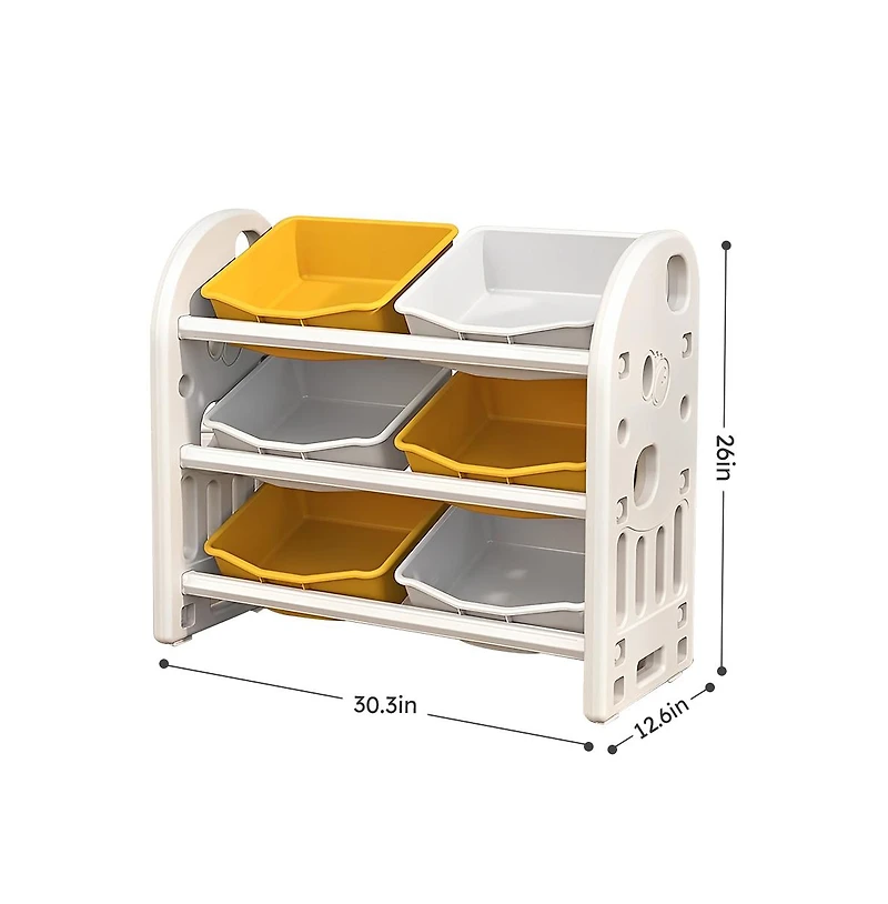 Cesicia Kids Toy Storage Organizer with 6 Bins, Multi-functional Nursery Organizer Kids Furniture Set Toy Storage Cabinet Unit