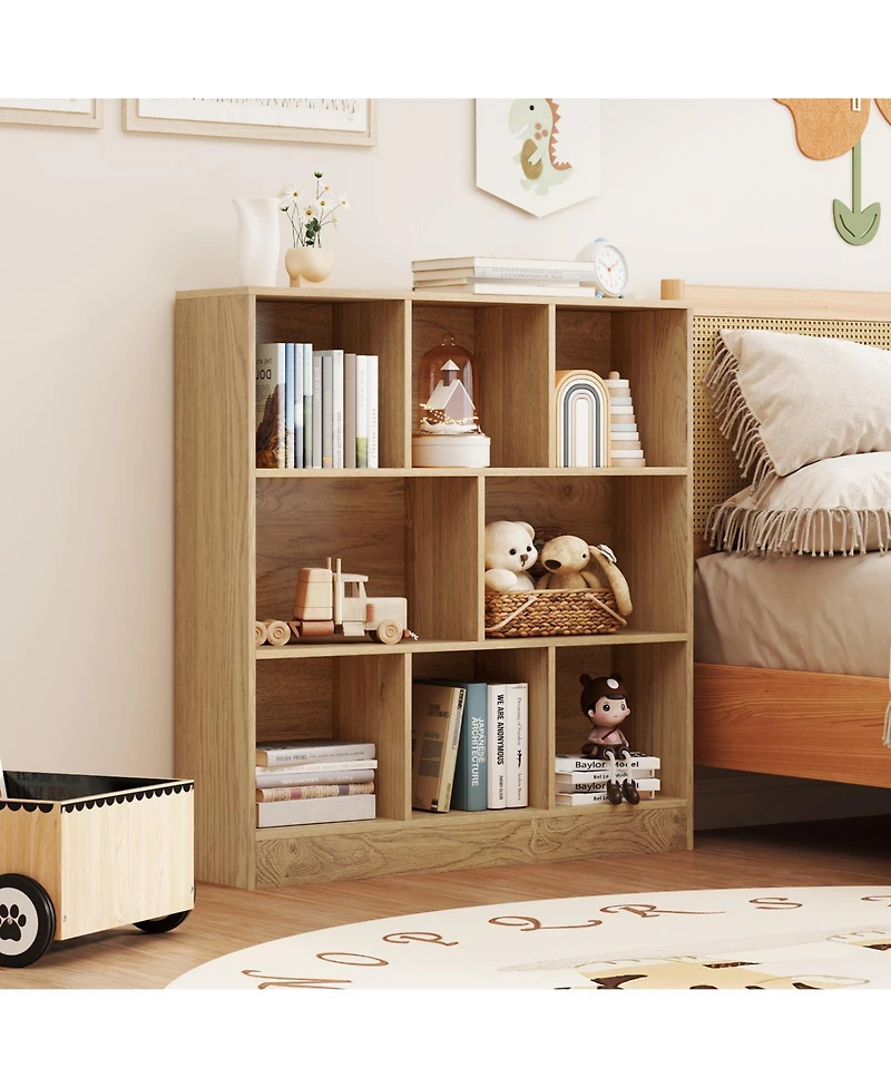 Slickblue Kids 8-Cube Storage Bookcase – Freestanding Organizer Shelf for Playroom, Nursery