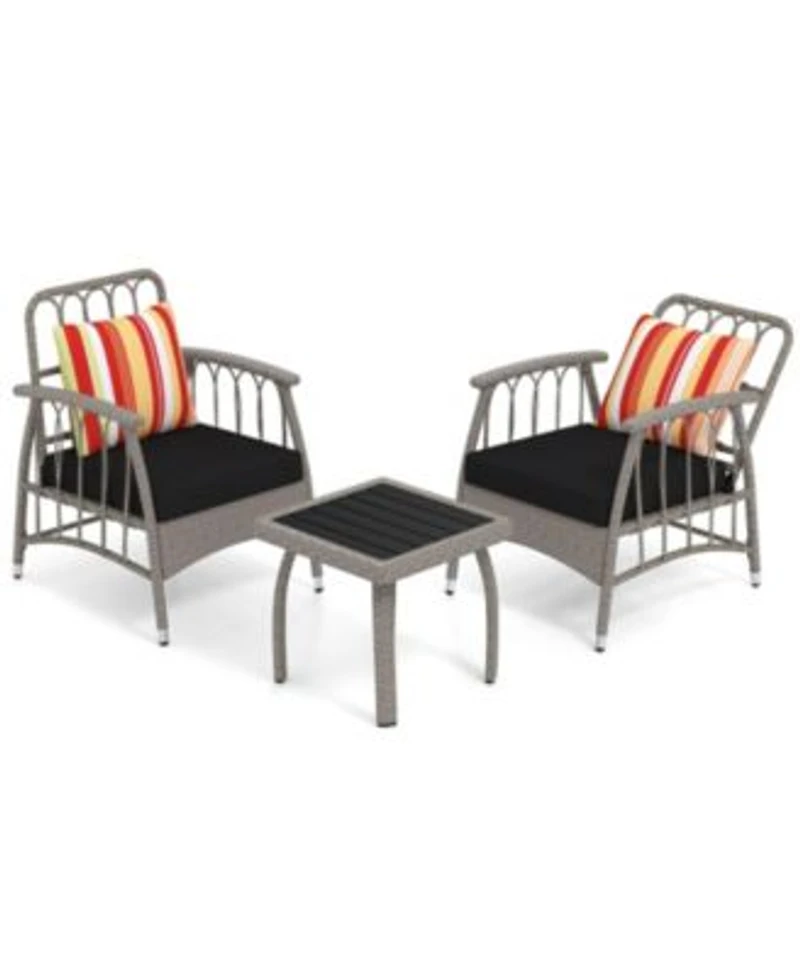 Slickblue Adjustable 3 Piece Patio Furniture Set With Reclining Backrest Coffee Table Perfect For Balcony Or Garden