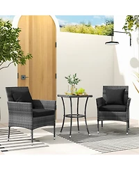 Slickblue Comfortable 3-Piece Patio Conversation Set with Soft Cushions and Glass-Top Coffee Table for Outdoor Use