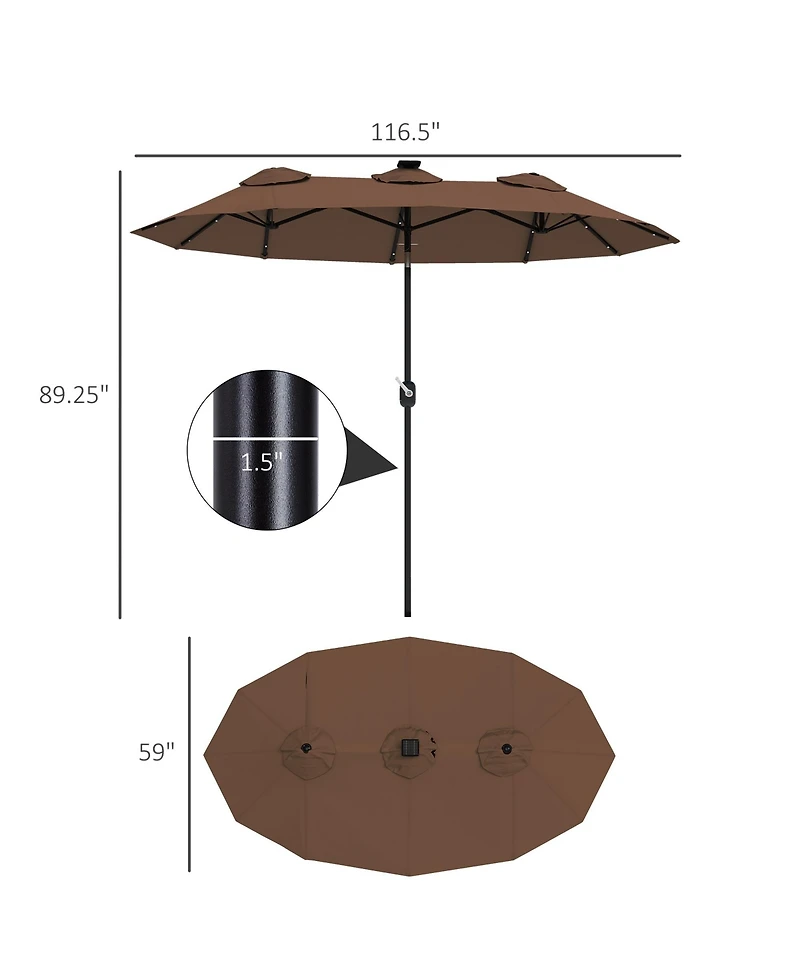 Outsunny 9.7' Double-sided Patio Umbrella with