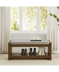 Streamdale Furniture 40" Linen Bench with Shoe Rack & Removable Cushion