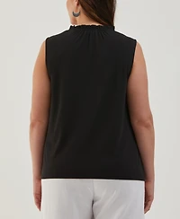 Ella Rafaella Plus Button Front Ruffle Sleeveless Tank Top