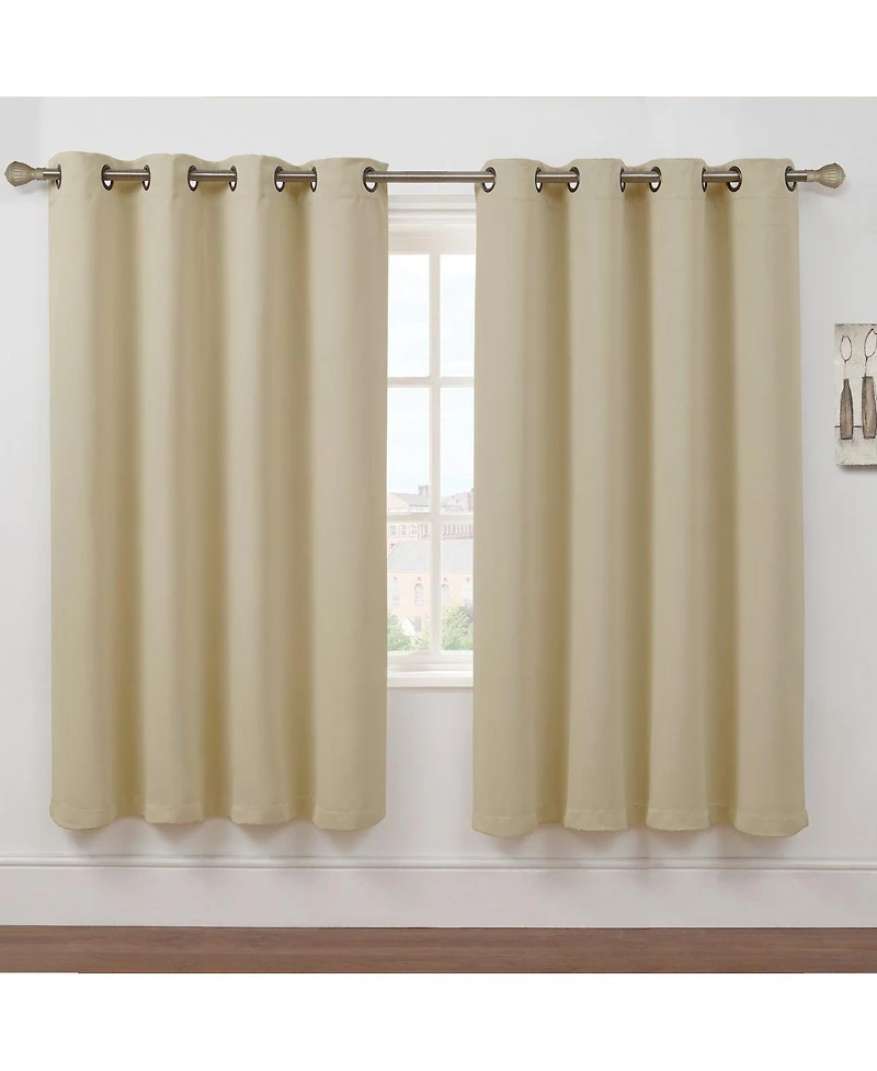 Kate Aurora Set of 2 Thermal Room Darkening Grommet Top Curtains For Small Windows