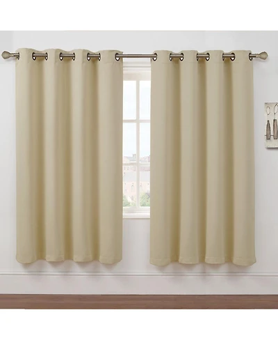 Kate Aurora Set of 2 Thermal Room Darkening Grommet Top Curtains For Small Windows