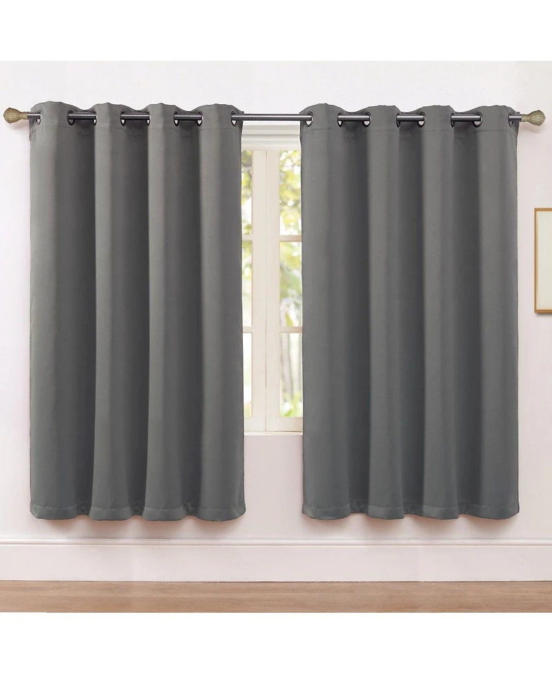 Kate Aurora Set of 2 Thermal Room Darkening Grommet Top Curtains For Small Windows