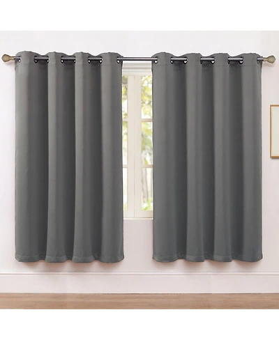 Kate Aurora Set of 2 Thermal Room Darkening Grommet Top Curtains For Small Windows