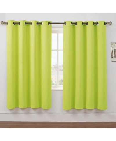 Kate Aurora Set of 2 Thermal Room Darkening Grommet Top Curtains For Small Windows