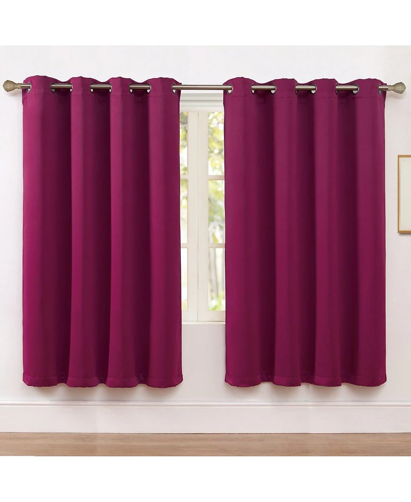 Kate Aurora Set of 2 Thermal Room Darkening Grommet Top Curtains For Small Windows