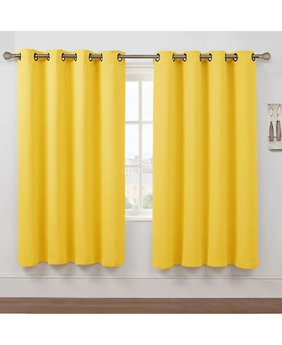 Kate Aurora Set of 2 Thermal Room Darkening Grommet Top Curtains For Small Windows