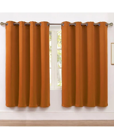 Kate Aurora Set of 2 Thermal Room Darkening Grommet Top Curtains For Small Windows