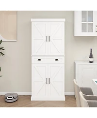 Casainc 71" Pantry Cabinet with 4 Doors, Drawer and Built-in Racks for Dining Room or Kitchen