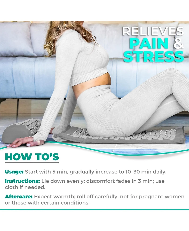 Sorbus 51 Inch Acupressure Mat, Pillow & Carry Bag