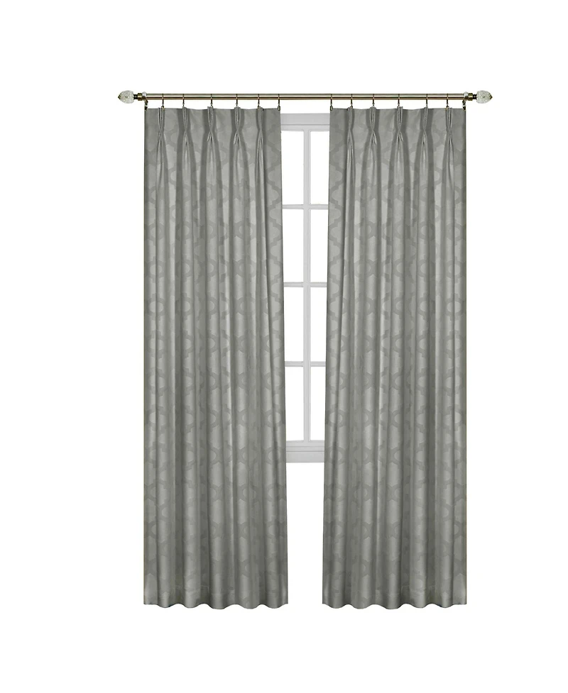 Kate Aurora 2 Pack Windsor Pinch Pleat/Rod Pocket/Back Tab Quatrefoil Window Curtain Panels