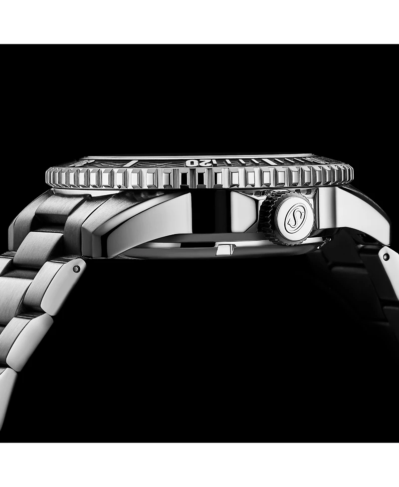 Stuhrling 1013 Men s Automatic Watch Swiss Movement Turquoise Dial Gunmetal Bezel Stainless Steel Bracelet 200M Water Resistant Diver Date Window