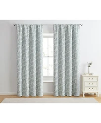 Kate Aurora 1 Piece Floral Leaf Light Reducing & Thermal Linen Blend Window Curtain Panel - 84 in. Long - Taupe/Beige