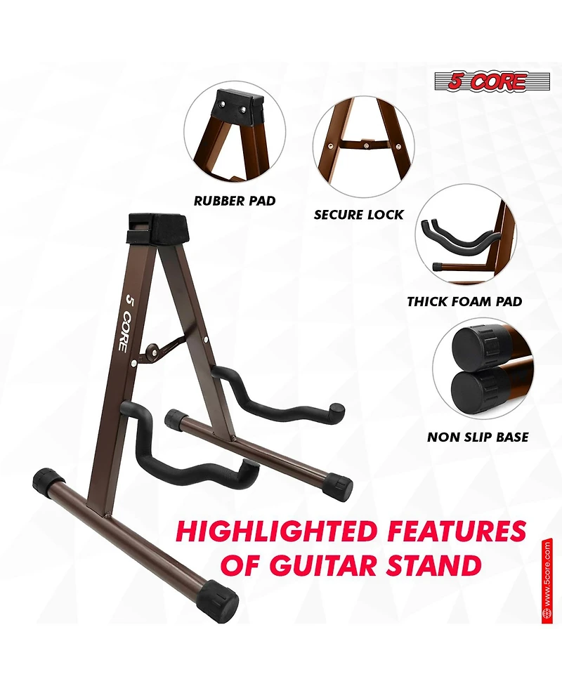 5Core Guitar Stand 2 Pack A Shape Foam Arm Rubber Pad for Acoustic Electric Bass