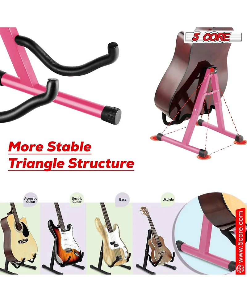 5Core Guitar Stand 2 Pack A Shape Foam Arm Rubber Pad for Acoustic Electric Bass