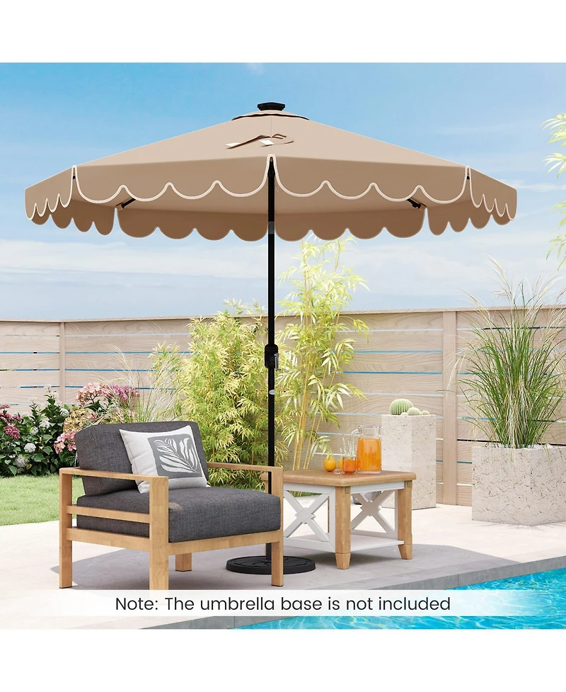 Gymax 10 Ft Solar Patio Umbrella Outdoor Market Sunshade w/ 24 Led Lights
