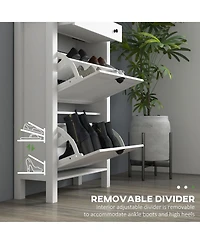 Homcom Shoe Storage Cabinet with 2 Flip Drawers for 8 Pairs of Shoes