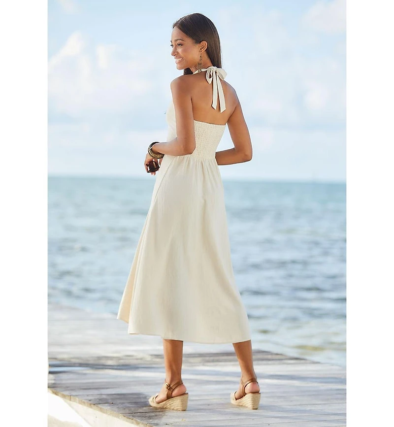 Lascana Women's Flowy Halter Neck Dress