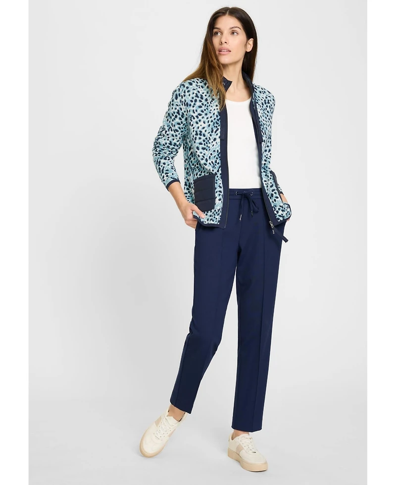 Olsen Animal Zip Mixed Media Cardigan