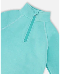 Deux par Girl Two-Piece Thermal Underwear Set Turquoise Blue
