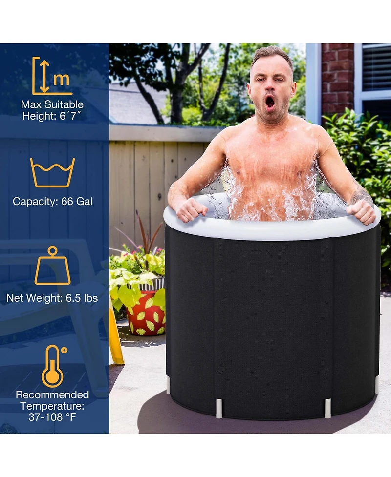 Costway Ice Bath Tub for Adult Outdoor Ice Plunge Tub with Lid 66 Gal Capacity
