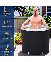 Costway Ice Bath Tub for Adult Outdoor Ice Plunge Tub with Lid 66 Gal Capacity