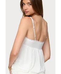 Edikted Women's Embroidered Layered Mesh Babydoll Top