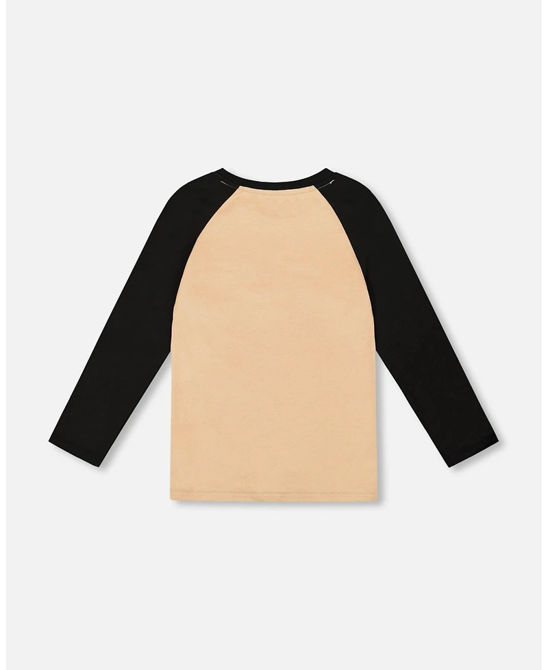 Deux par Boy Long Raglan Sleeve Jersey Tee Beige - Child