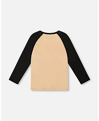 Deux par Boy Long Raglan Sleeve Jersey Tee Beige - Child