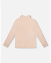 Deux par Girl Super Soft Ribbed Mock Neck Top Light Caramel - Child