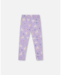 Deux par Girl Stretch Jersey Leggings Lilac Unicorn Print