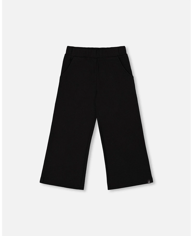 Deux par Girl Waffle Flare Leg Pants Black