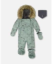 Deux par Baby Boy One-Piece Play Snowsuit Designed for Car Seat Sage Animal Print - Baby|Toddler