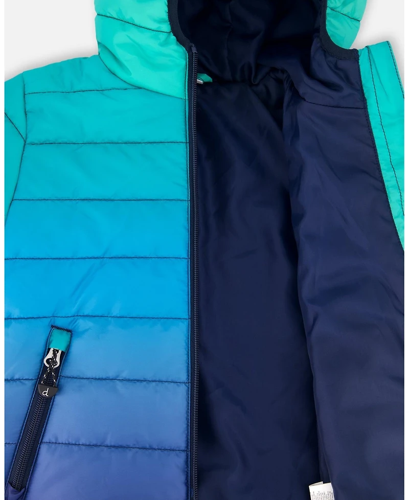 Deux par Baby Boy Quilted Mid-Season Jacket Green and Blue Gradient