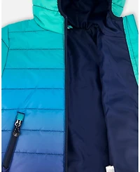 Deux par Baby Boy Quilted Mid-Season Jacket Green and Blue Gradient