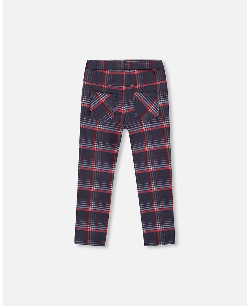 Deux par Girl Milano Treggings Red and Navy Plaid - Toddler|Child