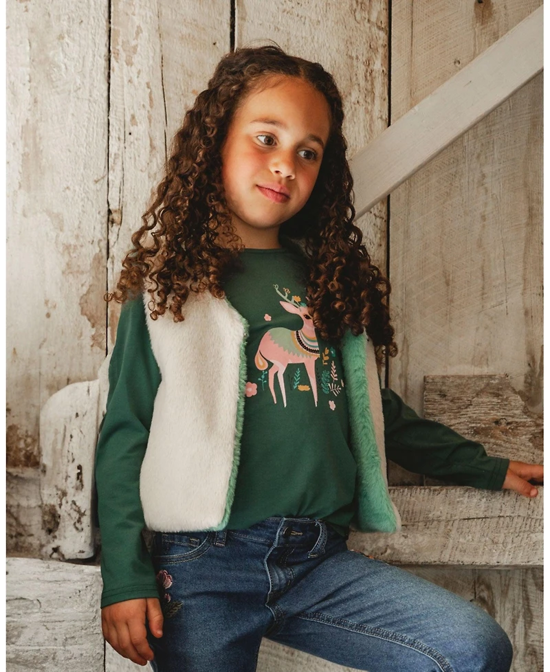 Deux par Toddler Girls Reversible Faux Fur Vest - Toddler|Child